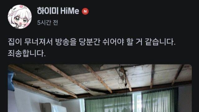 어떤 버튜버의 휴방 사유