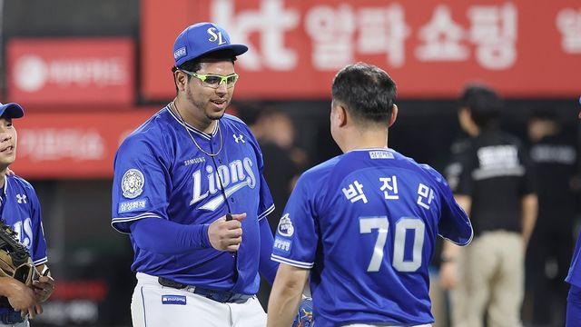삼성 후라도, 시즌 두 번째 완봉 역투…김영웅, 쐐기 스리런(종합)