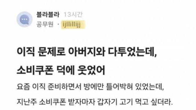 한 사람의 인생을 바꾸어준 민생지원금(블라)