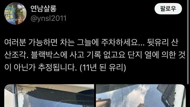 폭염에 못버틴 자동차유리,,
