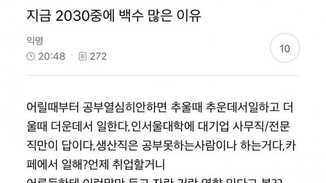 청년백수 문제로 세대싸움 난 커뮤