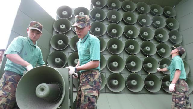 韩国军方拆除对朝喊话扩音器