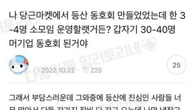 당근마켓 등산 동호회 탈주 썰