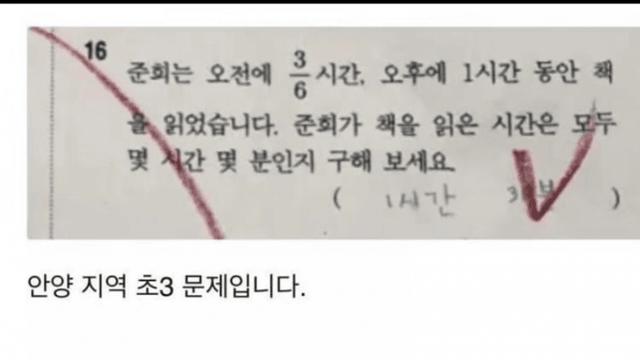 논란을 야기한 초등학교 3학년 문제