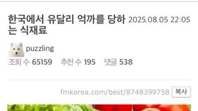 우리나라에서만 유달리 억까 당한다는 식재료
