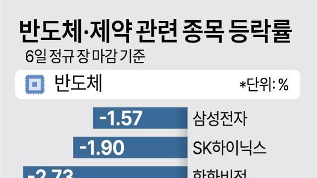 국내 반도체·의약품 관련주 일제히 급락