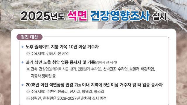 김해시, 석면피해의심지역 주민 건강영향조사 실시