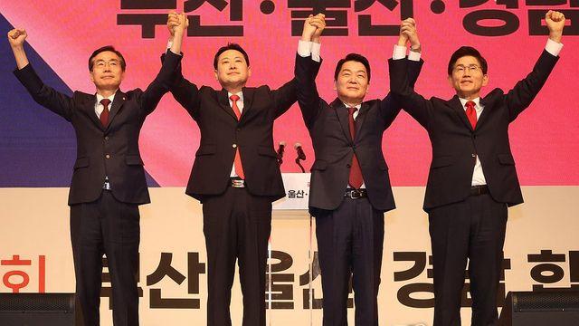 국민의힘 당권 주자들, 대전서 세번째 합동연설회