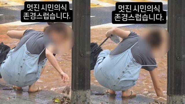 폭우에 도로 침수되자 맨손으로 쓰레기 건져…'빗속 영웅' 화제