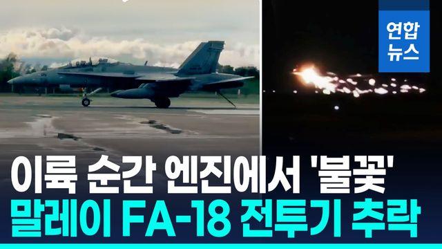 [영상] 이륙 순간 엔진에서 '펑'…말레이 FA-18 추락