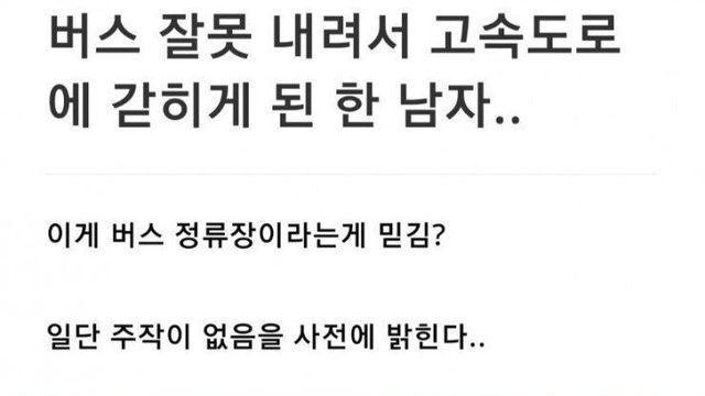 버스 잘못 내렸는데 고속도로에 갇힌 썰