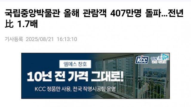떡상한 국립중앙박물관 관람객 수