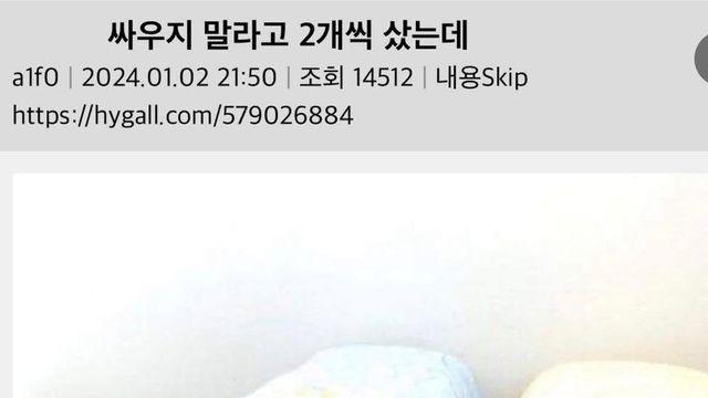 싸우지 말라고 2개씩 구매한 결과
