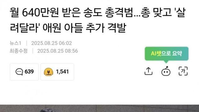 월 640만원 받은 송도 총격범…총 맞고 '살려달라' 아들 추가 격발