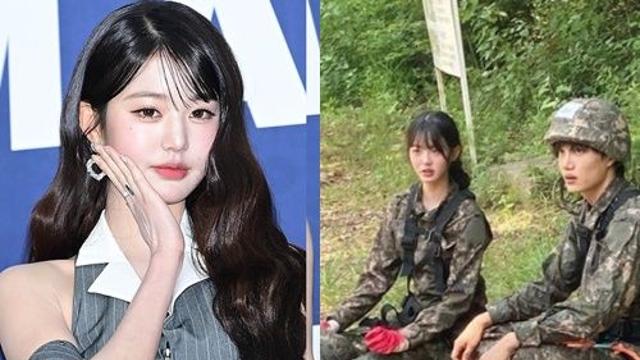 목장갑 거꾸로 낀 장원영…첫 군복 자태→
