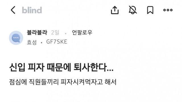 신입 피자 때문에 퇴사한다