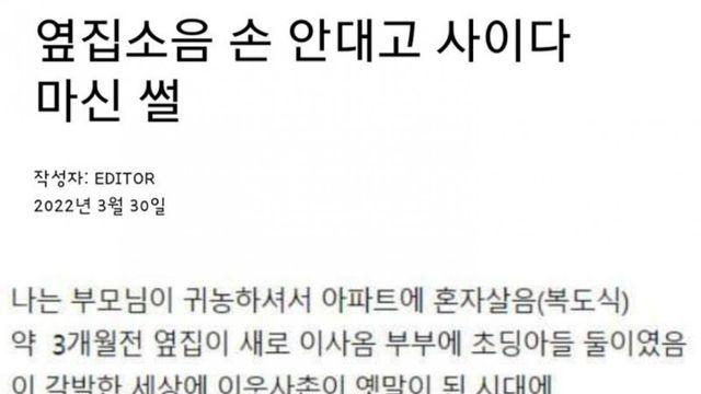 옆집 소음 손 안 대고 사이다 마신 썰