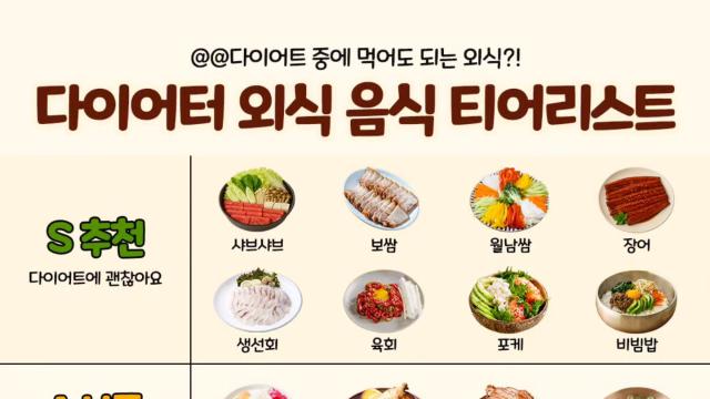 다이어터 외식 음식 티어리스트