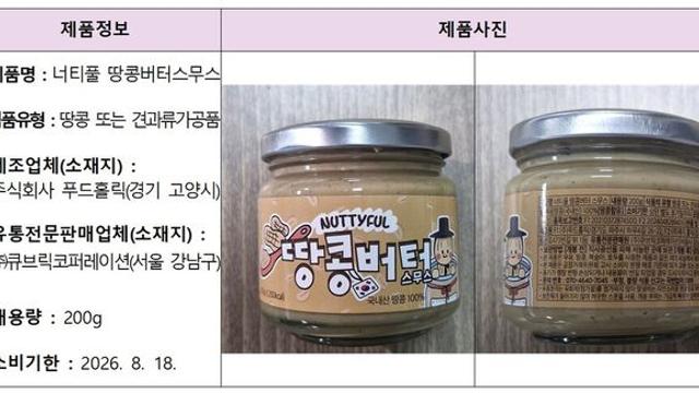 국산 땅콩버터서 발암 곰팡이독소 검출, 식약처 전량 회수 조치