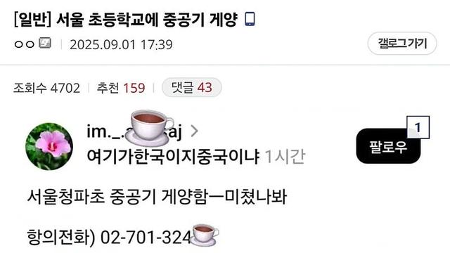 서울 초등학교 중공기 게양했다고 난리남... jpg