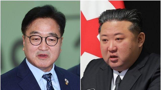 [中전승절] 우의장, 김정은과 악수하며 