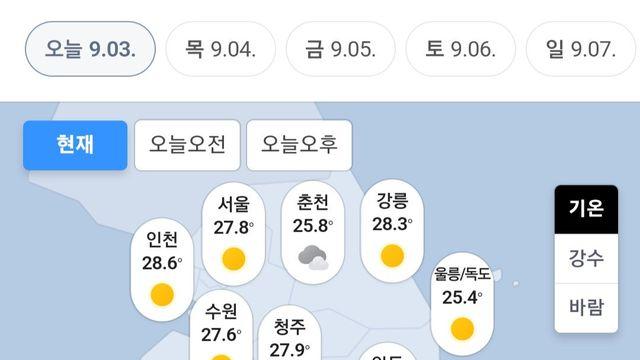 9월 되자마자 귀신같이 시원해진 전국 낮기온