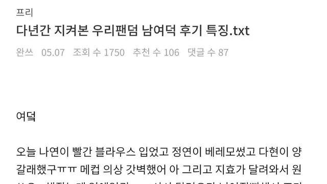 다년간 지켜본 걸그룹 여자팬 & 남자팬 후기 특징