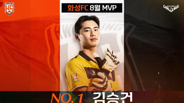 화성FC의 든든한 수문장 김승건, 구단 팬 선정 8월 MVP 선정!