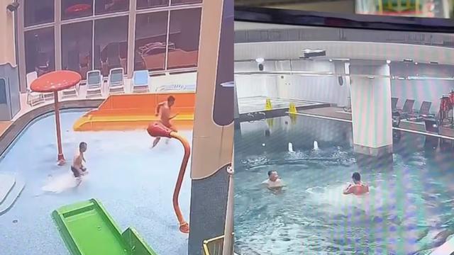 야밤에 워터파크에 몰래 잠입한 두 부자의 최후