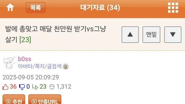 발에 총맞으면 평생 한달에 9000달러