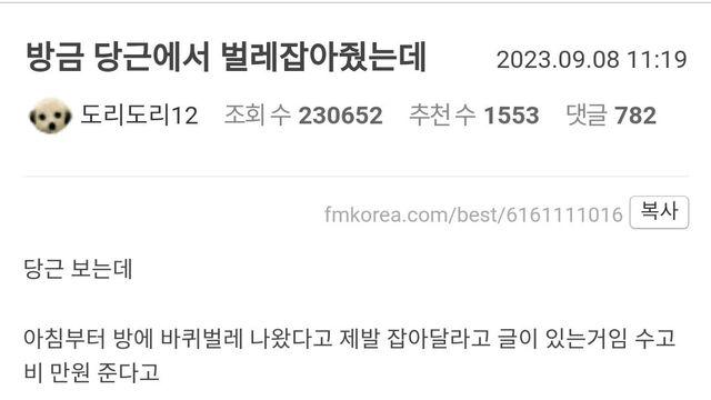 당근마켓에서 바퀴잡아준 썰.txt