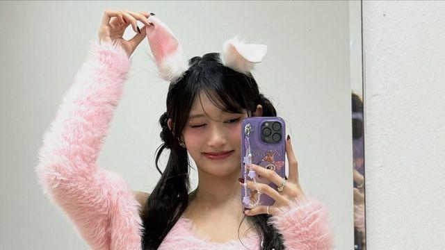 러블리 토끼 소녀가 된 아이브 이서, 핑크 퍼 코디의 매력 폭발