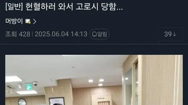 헌혈하러 와서 공개처형 당한 디시인,,