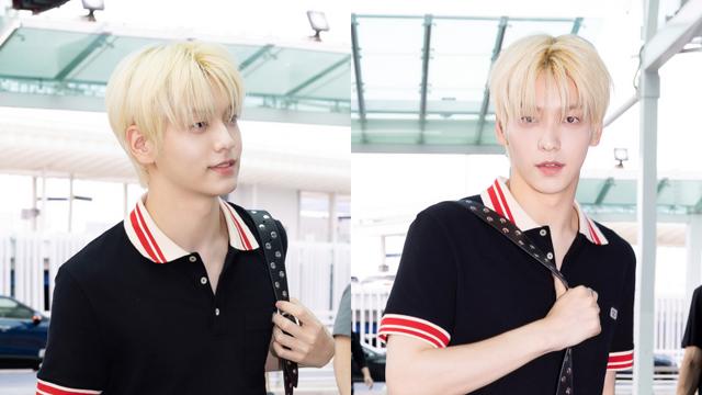 투바투 수빈, 출국길 포착된 ‘금발 왕자님’