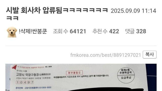 회사 차량 압류통지 사유