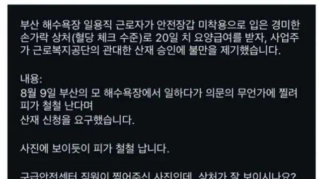보배드림에 올라온 논란의 산재신청