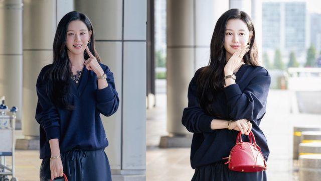 김지원, 이게 다 얼마야…명품 풀장착하고 공항 '런웨이'