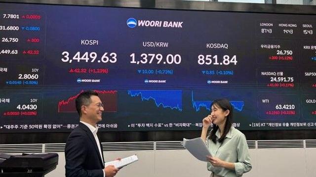 3450선도 뚫은 코스피, 5거래일 연속 최고가(종합)