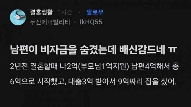 남편이 비자금을 숨겼는데  배신감드네