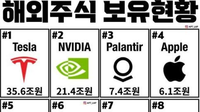 한국인 해외주식 종목별 보유 현황