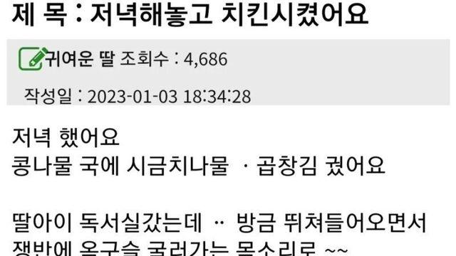 저녁해놓고 치킨시켰어요.txt