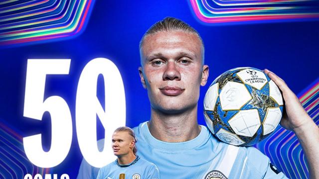 ‘괴물은 괴물’ 홀란, UCL 50골 ‘49경기 만’ 신기록…최연소 기록은 ‘GOAT’의 벽 넘지 못했다