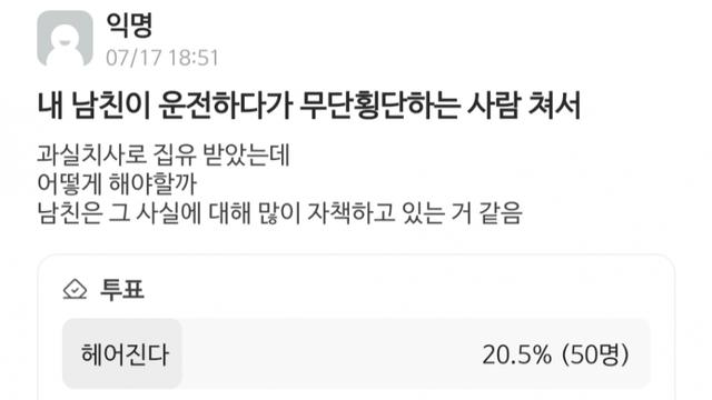 무단횡단범을 친 남친