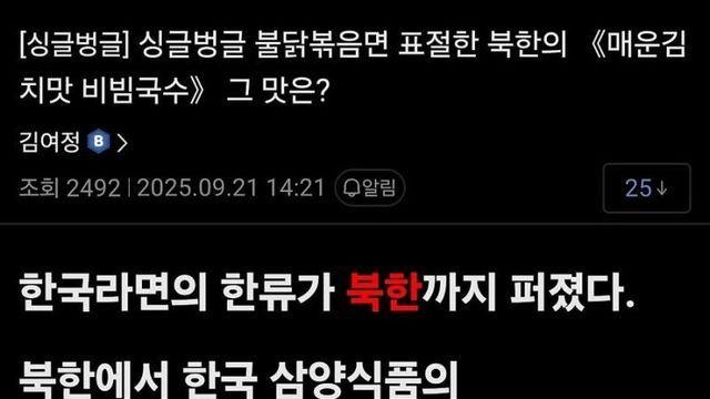 디시인의 북한 불닭볶음면 후기