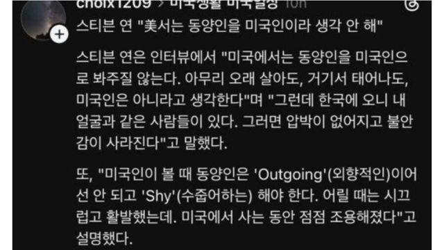 스티븐 연 : 황인종은 절대로 미국인이 될수 없다