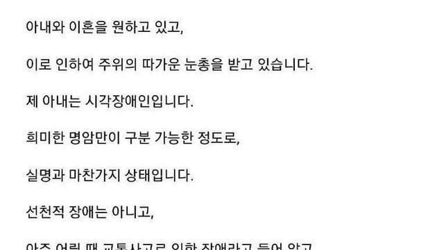 시각장애인 여자와 결혼후 1년만에 이혼을 결심한 남자.jpg