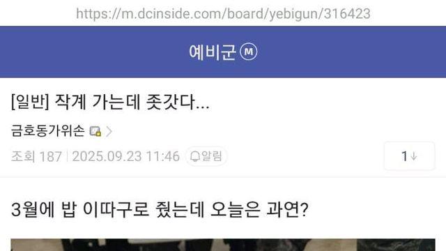 나거한 동사무소 예비군 식사 근황
