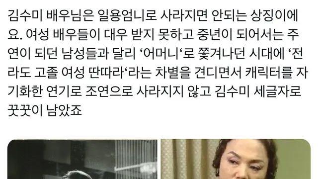 故 김수미 배우가 한국 배우계에 한획을 남겼다 하는 이유
