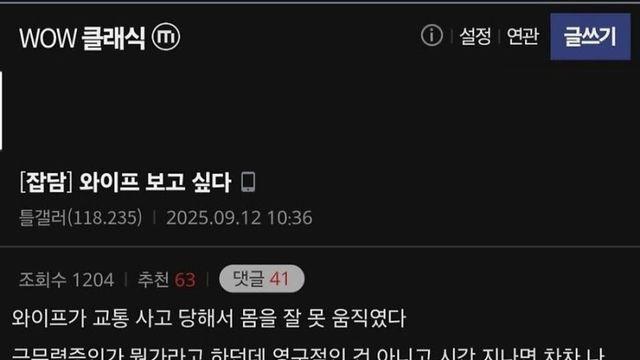 와이프 보고싶다