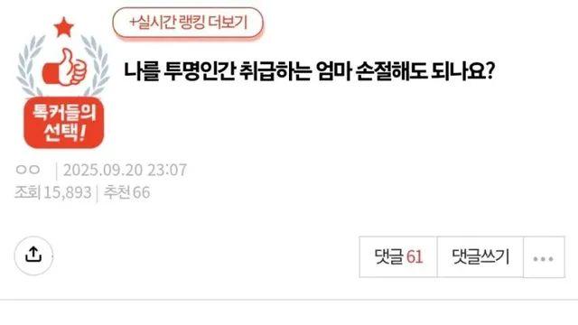 나를 투명인간 취급하는 엄마 손절해도 되나요?,,